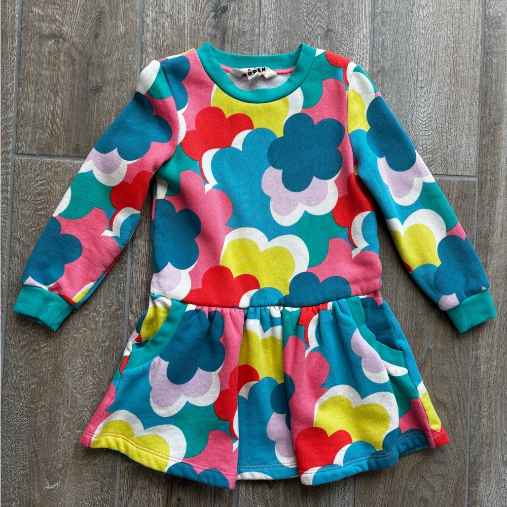 Mini Boden Colorful pocket Skater Dress Sz 5-6Y